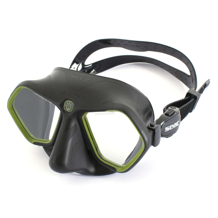Máscara de Apnea y Pesca Submarina Raptor Negro-Verde Seac 75-68V-SBL