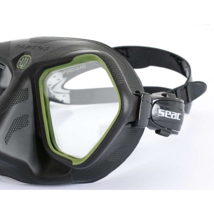 Máscara de Apnea y Pesca Submarina Raptor Negro-Verde Seac 75-68V-SBL
