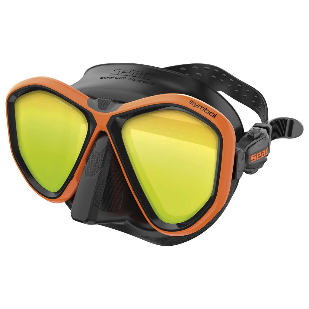 Máscara de Buceo Symbol Lentes Espejadas Negra-Naranja Seac 75-70O-SBL-LS