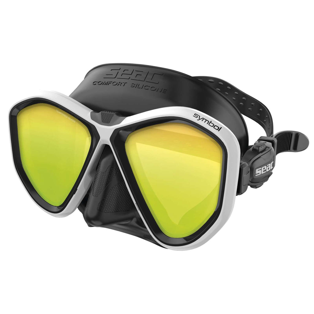 Máscara de Buceo Symbol Asian Fit Lentes Espejadas Negra-Blanca Seac 75-72W-SBL-LS