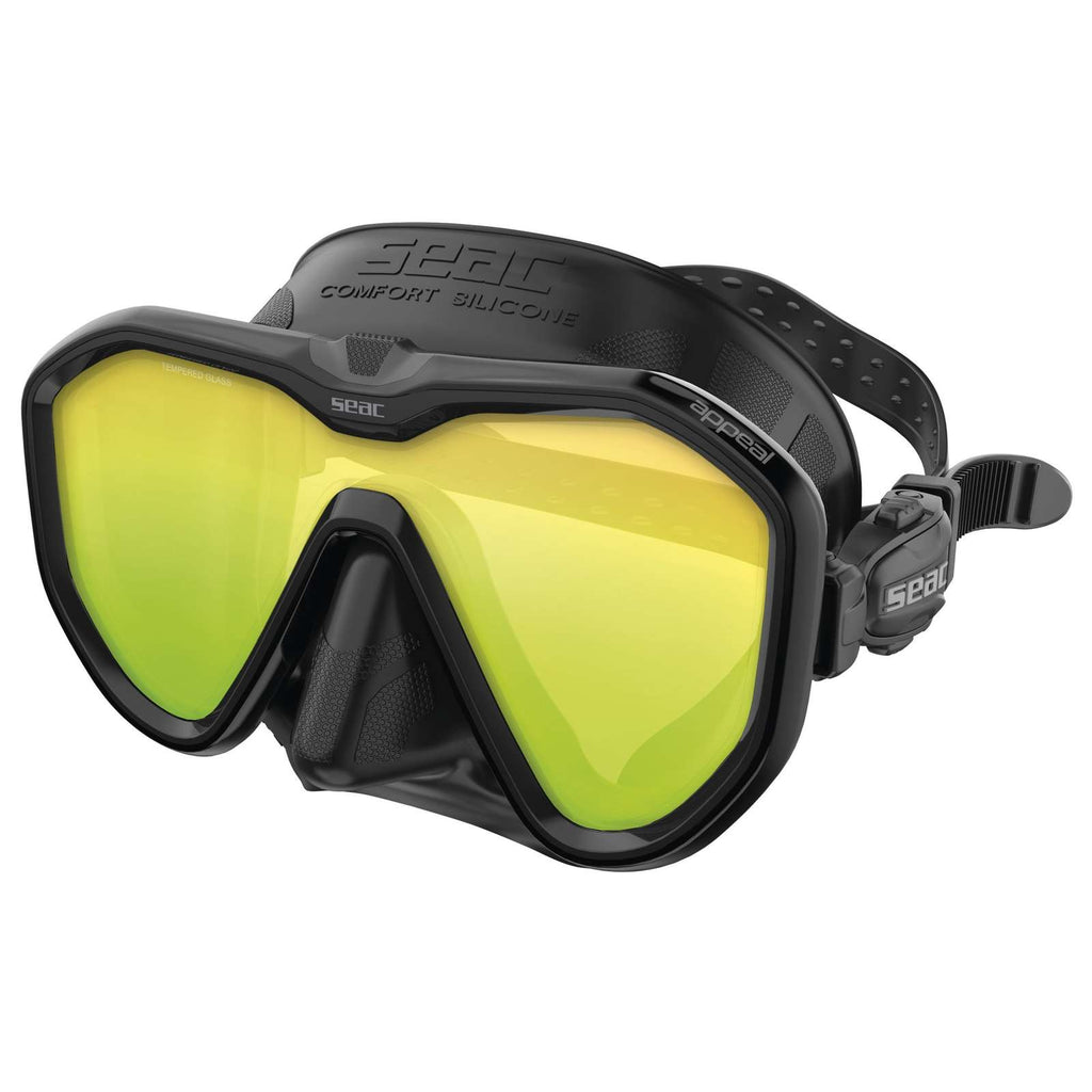 Diving Mask Appeal Asin Fit Mirrored Lenses Black-Black Seac 75-75N-SBL-LS