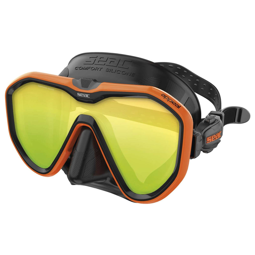 Máscara de Buceo Appeal Asian Fit Lentes Espejadas Negra-Naranja Seac 75-75O-SBL-LS