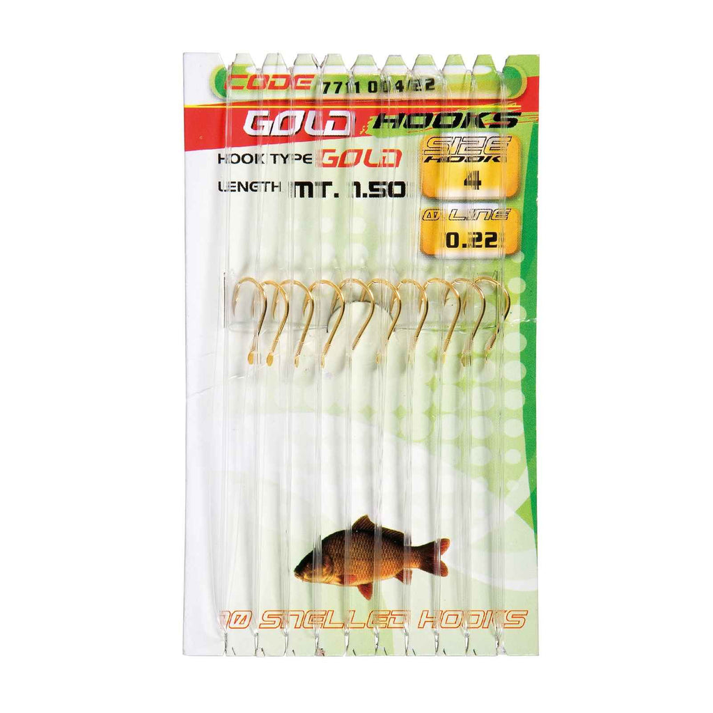 Ganchos de Pesca Oro Carpa Talla 10 Diámetro 0,14 Lineaeffe 7711010-14