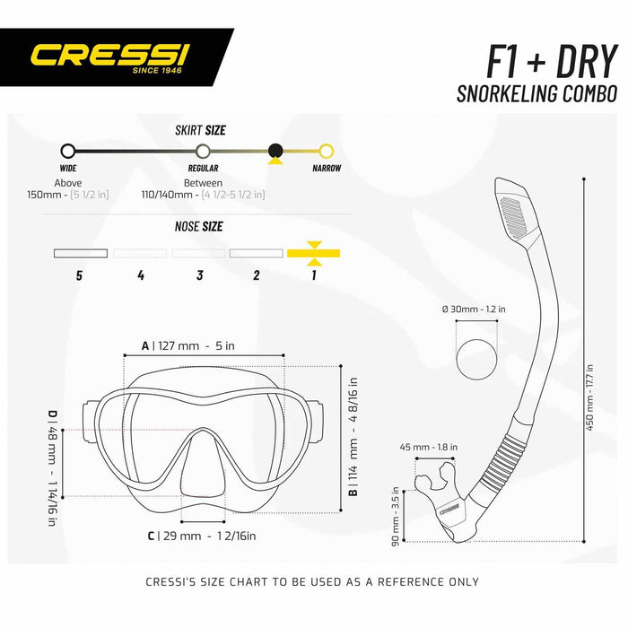Snorkeling Kit Cressi F1 and Dry Black Cressi YDS280050