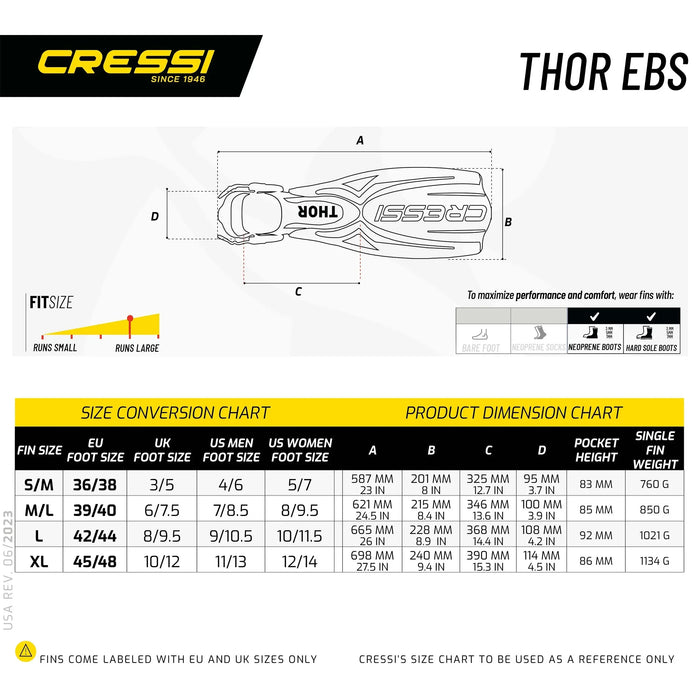 Aletas de buceo Thor EBS Cressi
