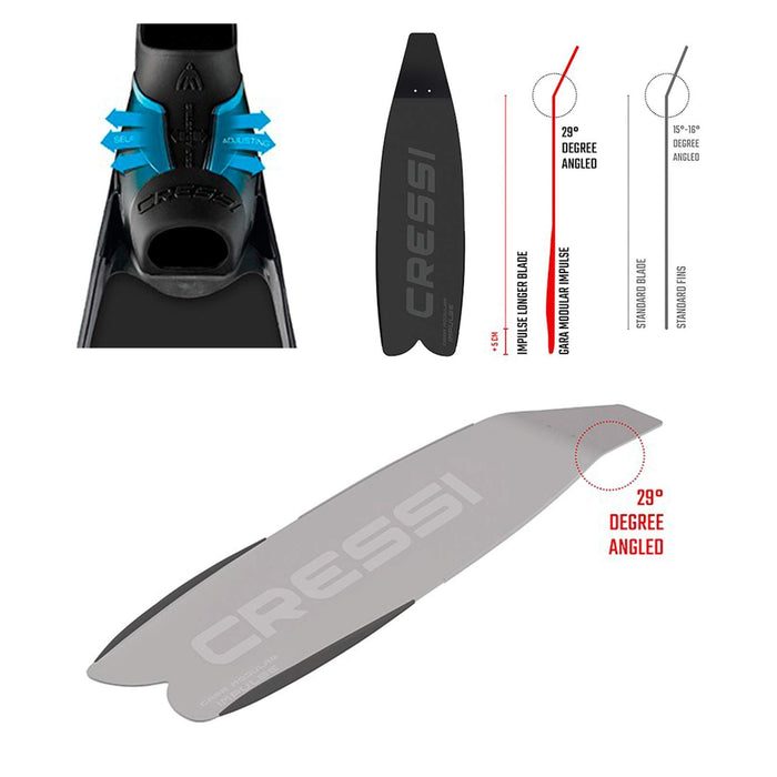 Freediving Fins Gara Modular Impulse Black EU 36-37-UK 3-4 Cressi BH095036