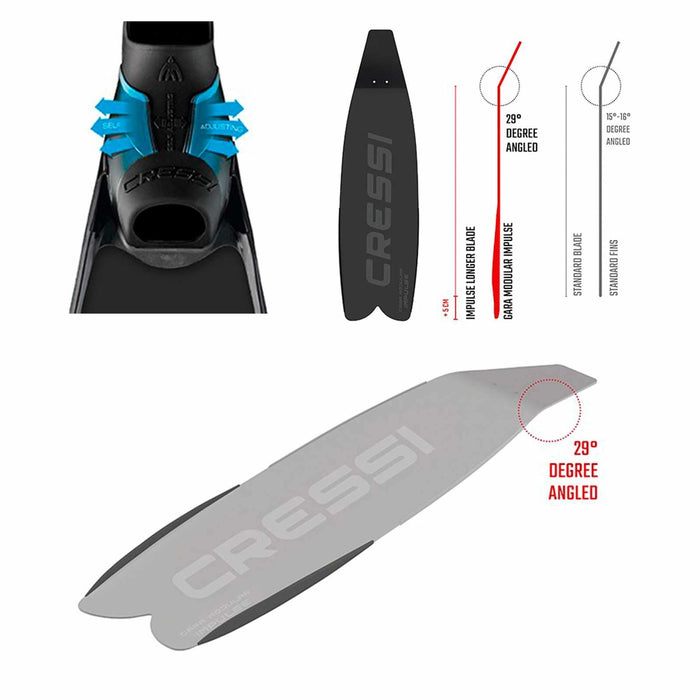 Freediving Fins Gara Modular Impulse Black EU 44-45-UK 10-10,5 Cressi BH095044