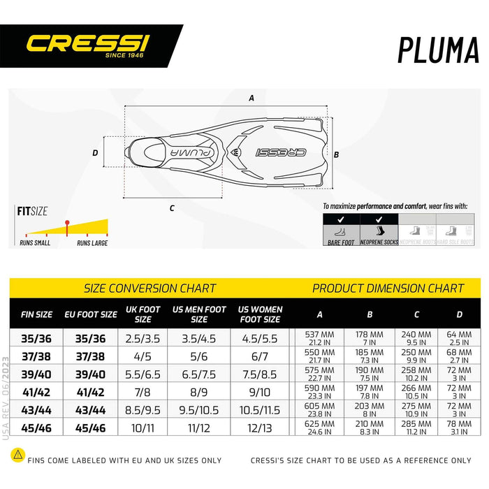 Snorkeling Kit Pluma Black EU 35-36-UK 2,5-3,5 Cressi CA17953536