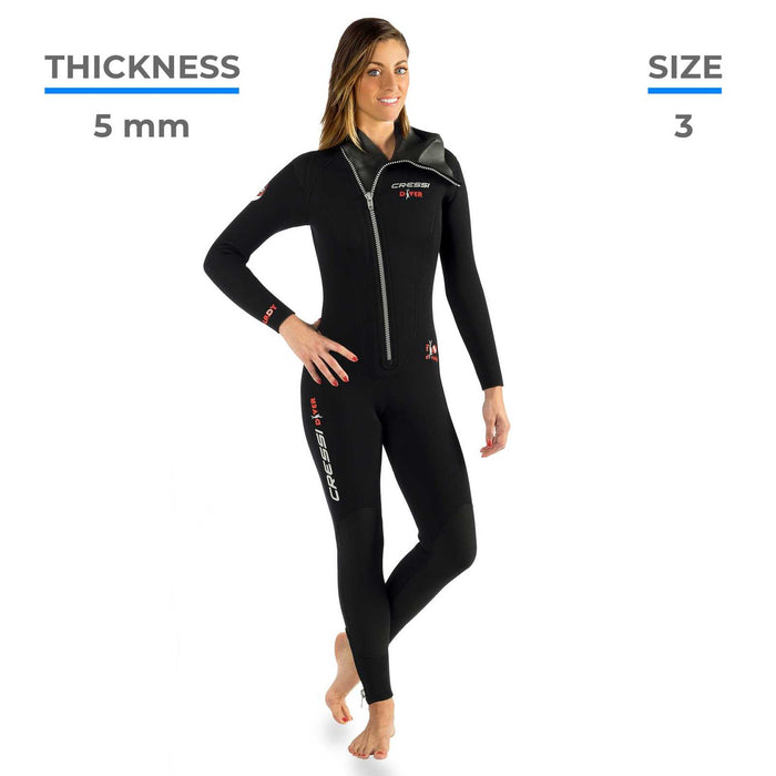 Wetsuit Diver Woman 5mm Black-Red XL-5 Cressi LU488005
