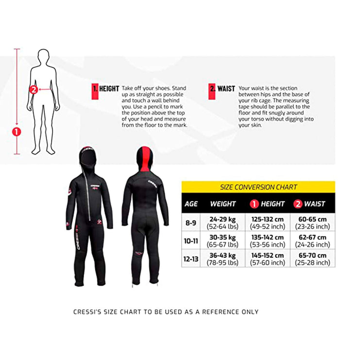 Wetsuit Diver Kids 5mm Black-Red XS-12-13 Years Cressi LU489003