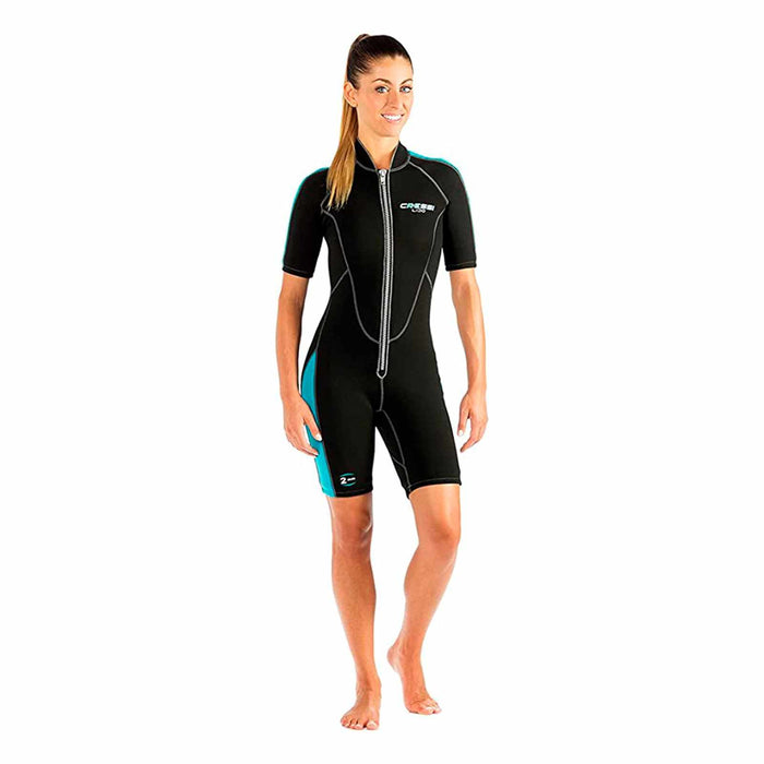 Muteo Corto Lido Donna 2mm Nero-Aquamarina L-4 Cressi LV457004