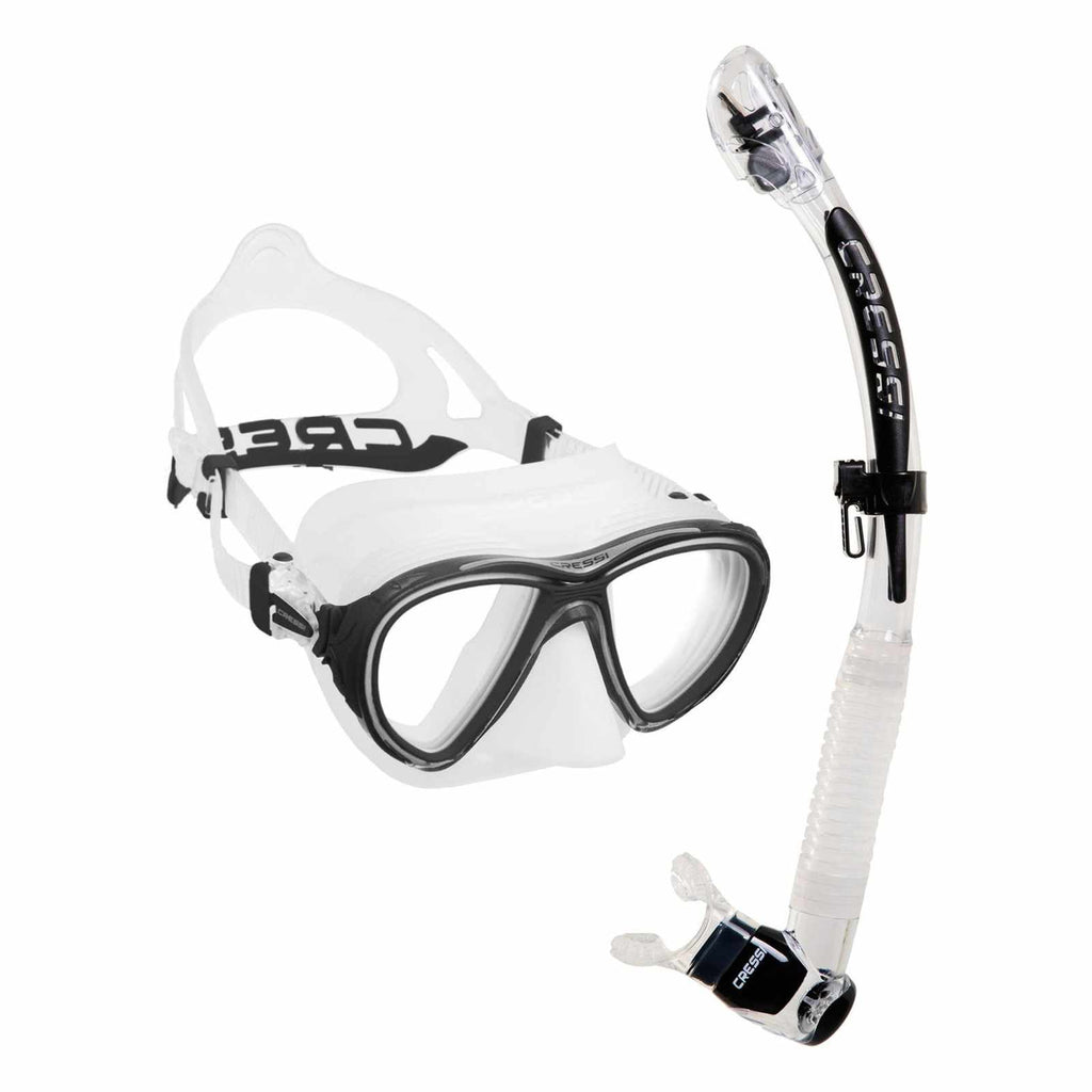 Kit de Snorkel Quantum y Itaca Ultra Dry Transparente-Negro Cressi DM400050