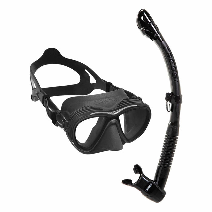 Kit da snorkeling Quantum e Itaca Ultra Dry Nero Scuro Cressi DM405050