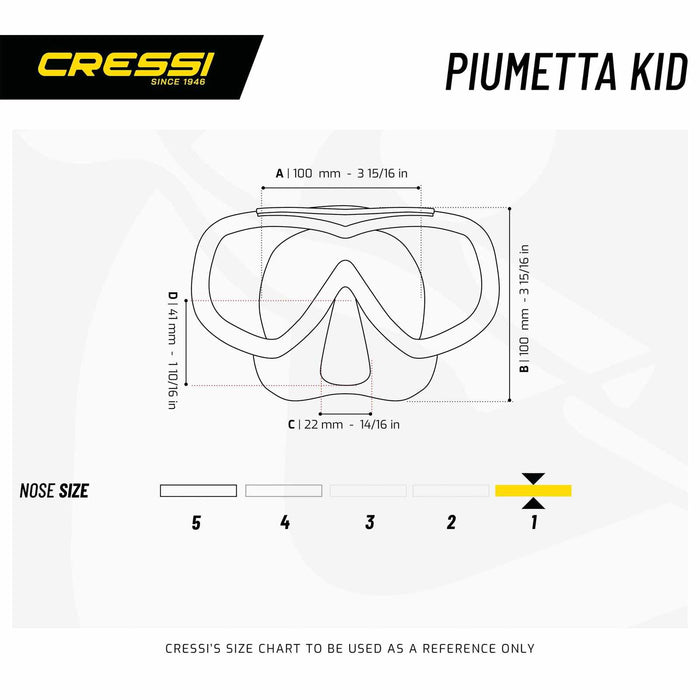 Masque de snorkeling en silicone Piumetta Transparent-Jaune Cressi DN200510