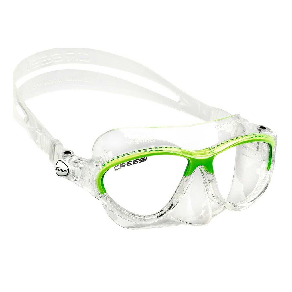 Snorkeling Silicone Mask Moon Kid Transparent-Lime Cressi DN200667