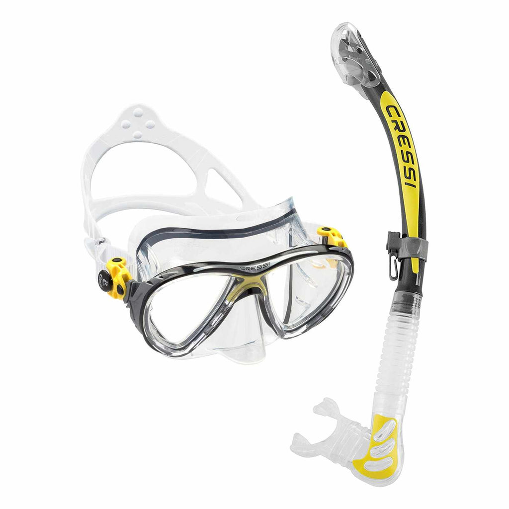 Snorkeling Kit Evo Big Eyes and Alpha Ultra Dry Transparent-Yellow Cressi DS337010