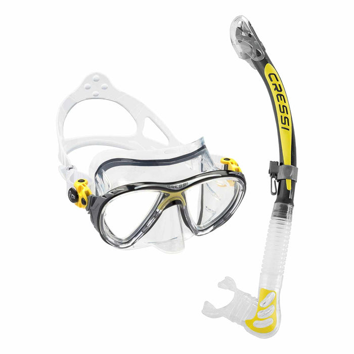 Snorkeling Kit Evo Big Eyes and Alpha Ultra Dry Transparent-Yellow Cressi DS337010