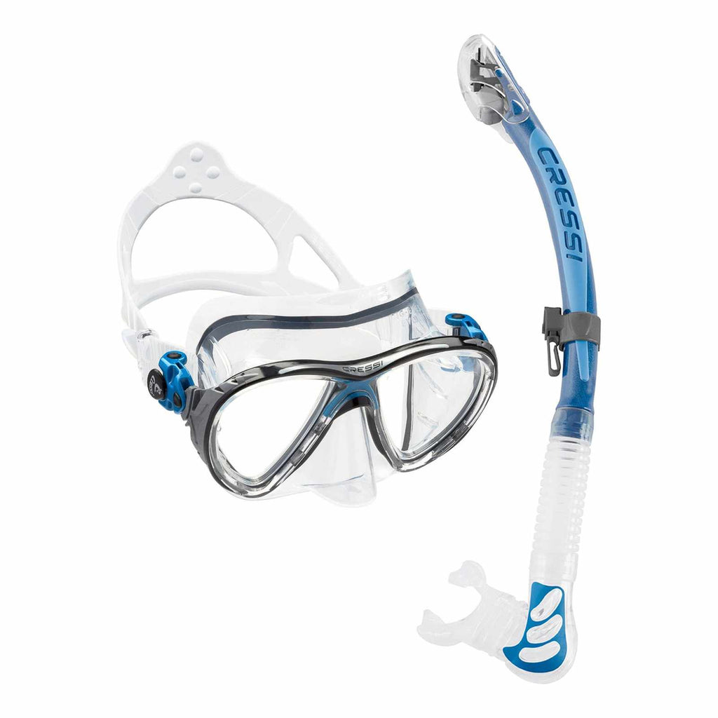 Snorkeling Kit Evo Big Eyes and Alpha Ultra Dry Transparent-Blue Cressi DS337020