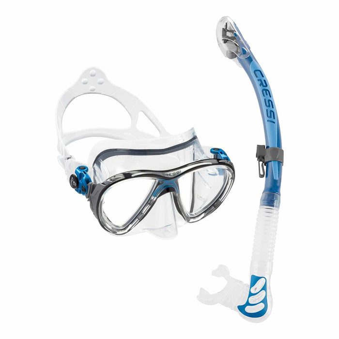 Snorkeling Kit Evo Big Eyes and Alpha Ultra Dry Transparent-Blue Cressi DS337020