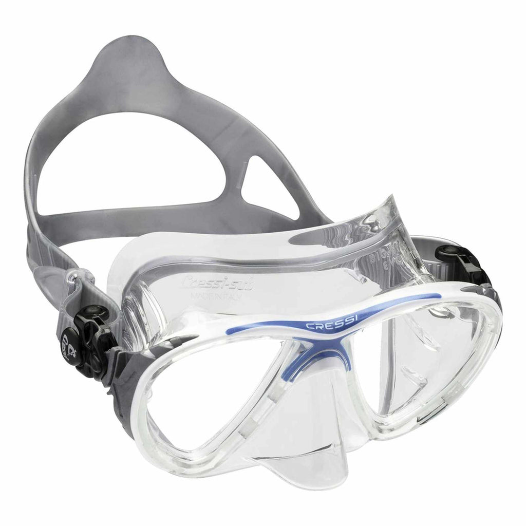 Diving Silicone Mask Evo Big Eyes Crystal Transparent-White-Blue Cressi DS340062