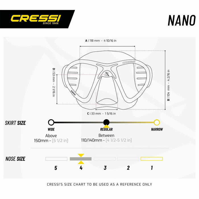 Máscara de buceo de silicona Nano Cristal Transparente-Amarillo Cressi DS360010