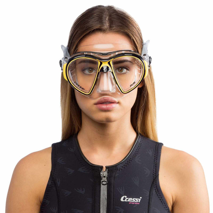Diving Silicone Mask Air Crystal Transparent-Black-Yellow Cressi DS400010