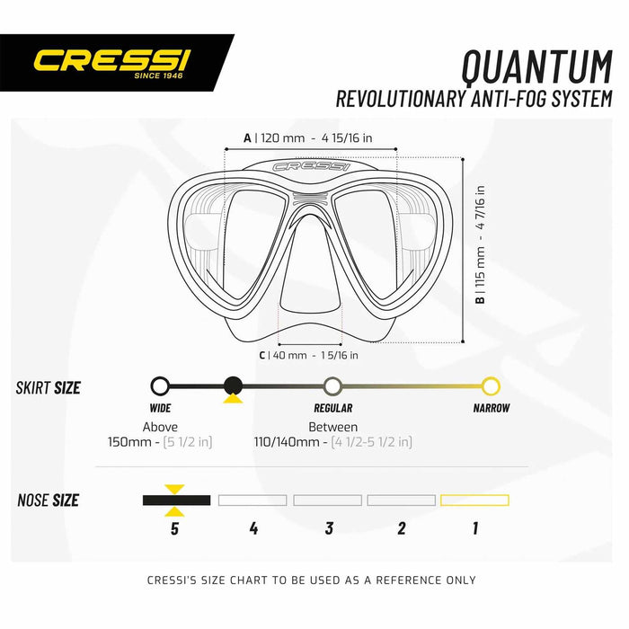 Maschera da Immersione in Silicone Quantum Lenti Nero-Arancio Cressi DS5150509