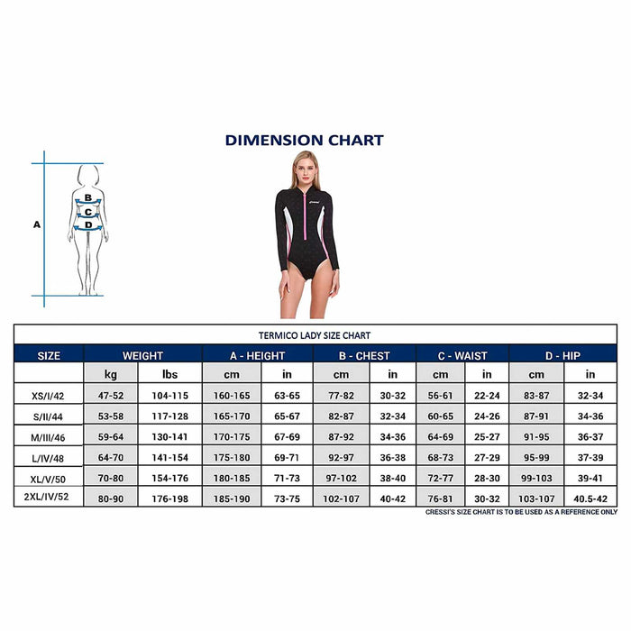 Swimsuit Thermal Ultraspan Woman 2mm Black-Pink White Long Sleeve L-4 Cressi XDG0001014