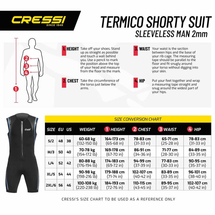 Costume da bagno Termico Uomo 2mm Nero-Grigio XL-5 Cressi DG000905