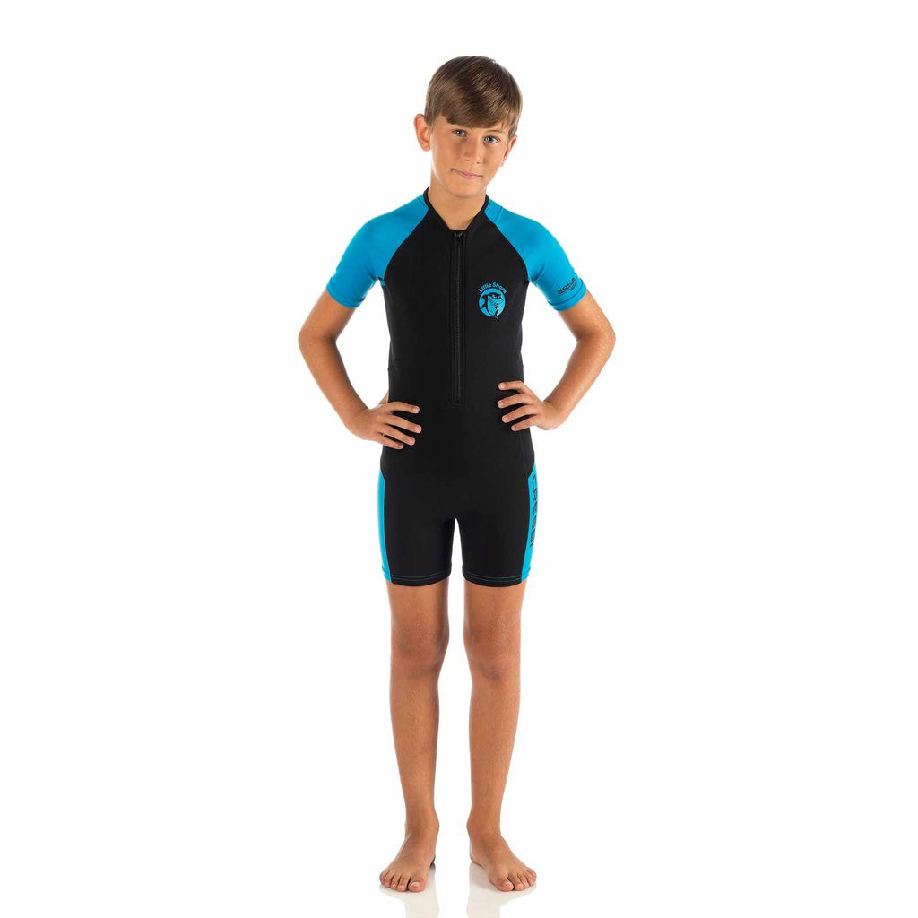 Short Wetsuit Little Shark Kids 2mm Blue L-9-10 Years Cressi DG003506