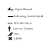 Inflatable Kayak Hawk 385 2 Person-Tandem Kohala KHD385