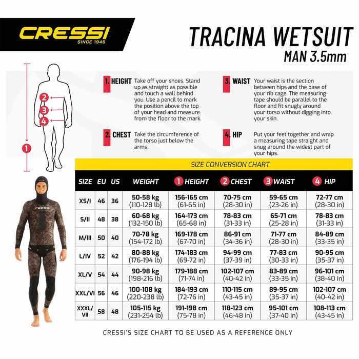 Fishing Wetsuit Bottom Tracina Ultraspan Man 5mm Camo M-3 Cressi LE465103