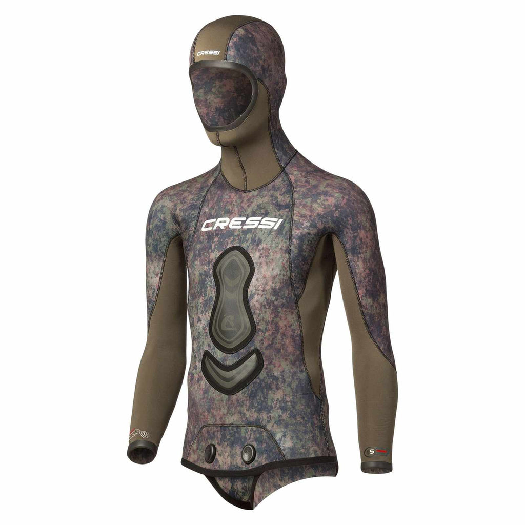 Fishing Wetsuit Top Seppia Ultraspan Man 5mm Camo S-2 Cressi LE468202