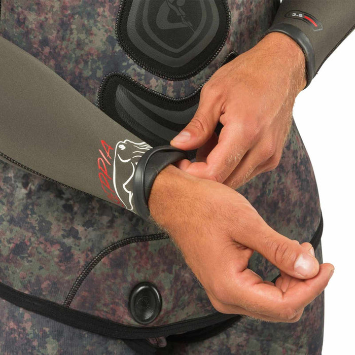 Fishing Wetsuit Top Seppia Ultraspan Man 5mm Camo S-2 Cressi LE468202
