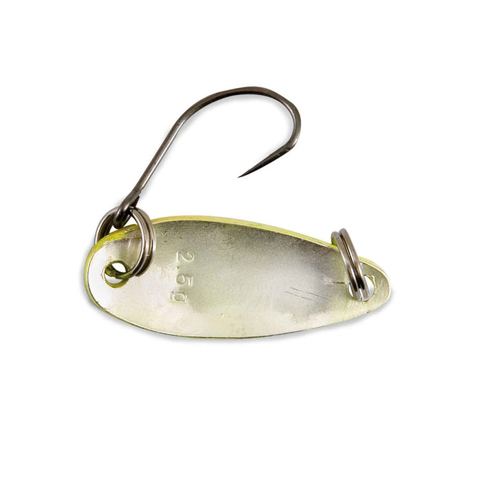 Cucharita de trucha Akira Trout Area Fluo Yellow Black Glitter 3g Nomura NM46156130