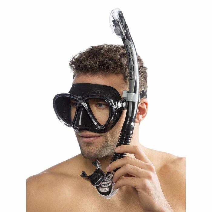 Snorkeling Kit Evo Big Eyes and Alpha Ultra Dry Dark-Black Cressi WDS337550