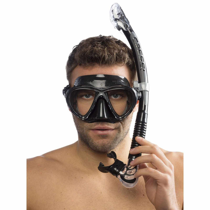 Snorkeling Kit Evo Big Eyes and Alpha Ultra Dry Dark-Black Cressi WDS337550