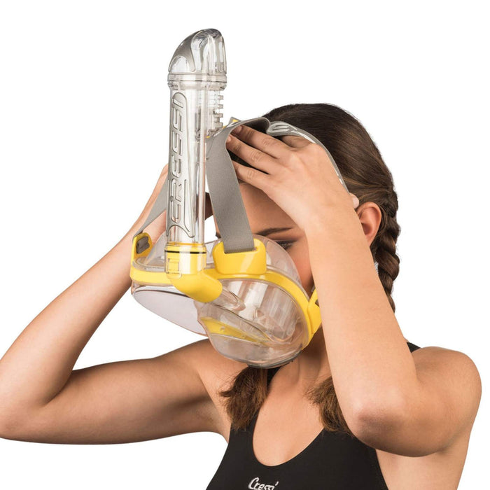 Snorkeling Full Face Mask Duke Transparent-Yellow S-M Cressi XDT000010