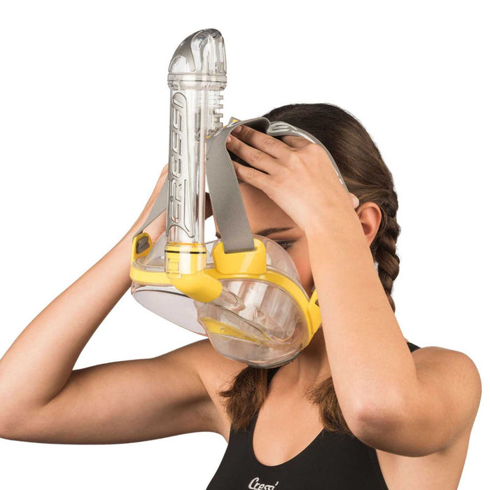 Snorkeling Full Face Mask Duke Transparent-Yellow M-L Cressi XDT010010