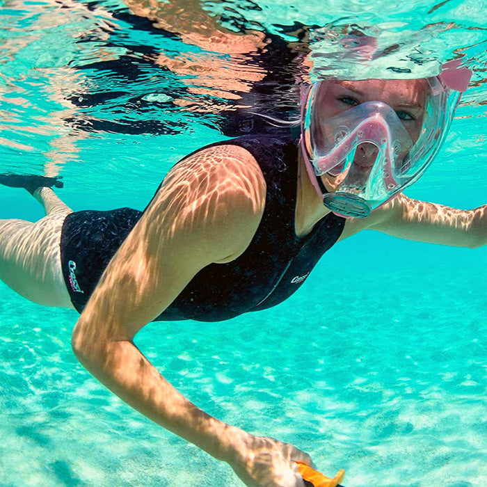 Snorkeling Full Face Mask Baron Transparent-Blue S-M Cressi XDT020020