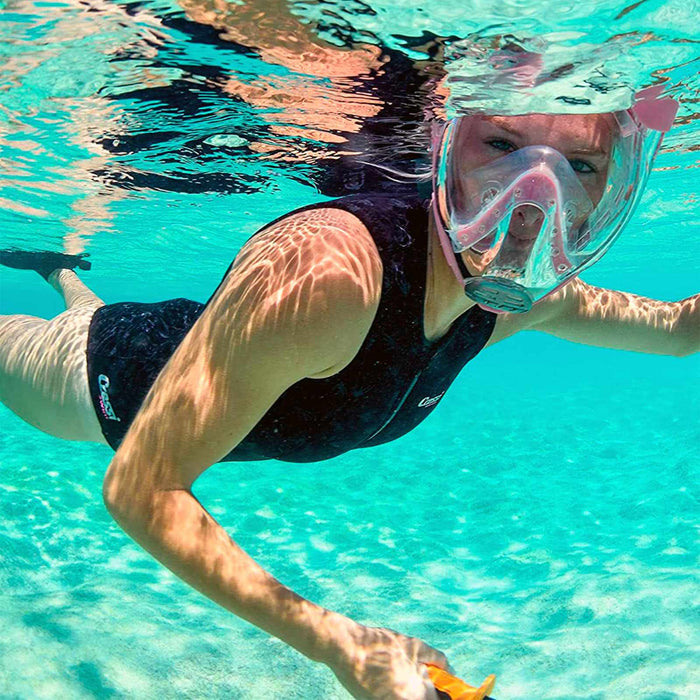 Snorkeling Full Face Mask Baron Kids Transparent-Pink XS-S Cressi XDT0360040