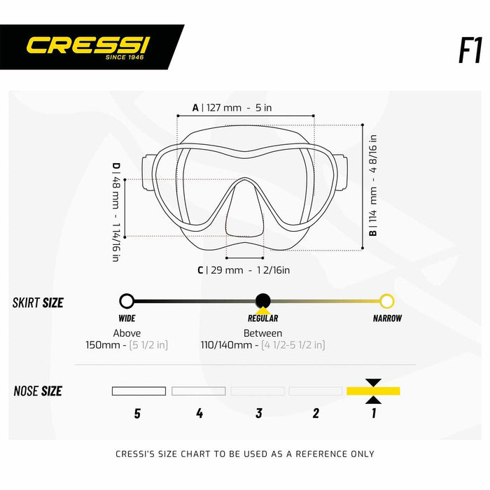 Máscara de snorkel de silicona F1 Transparente Cressi ZDN281000