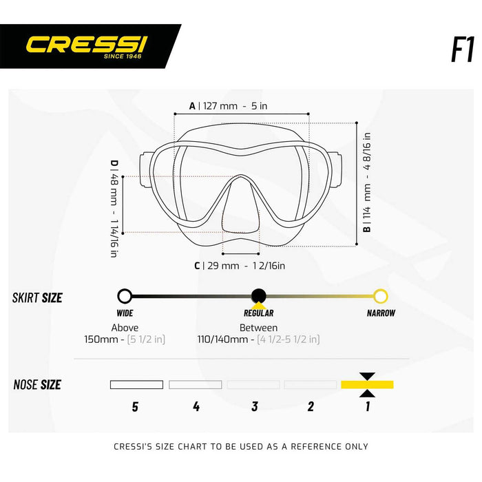 Máscara de Snorkel de Silicona F1 Oscura Cressi ZDN282000